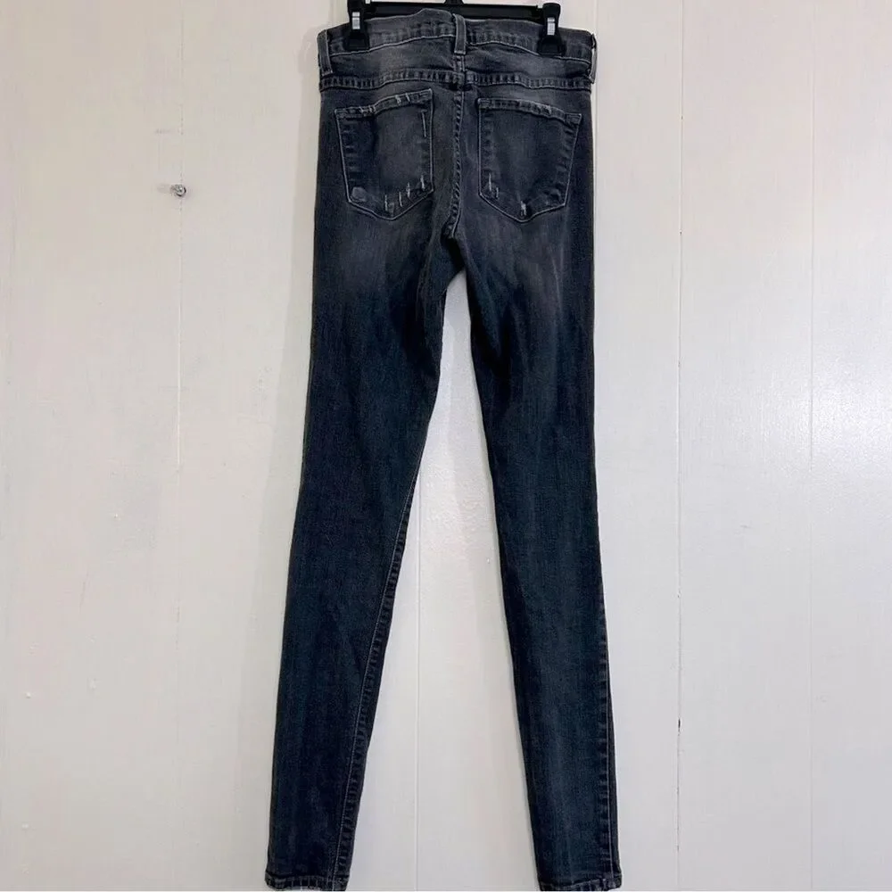 Flying Monkey Skinny Jeans Size 26 Wash Black Denim Distressed Stretch Jeans